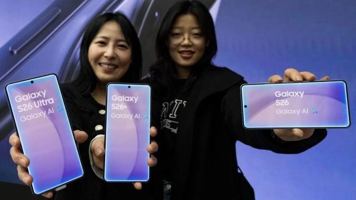 Gedung kantor Samsung Electronics dengan latar belakang langit perkotaan