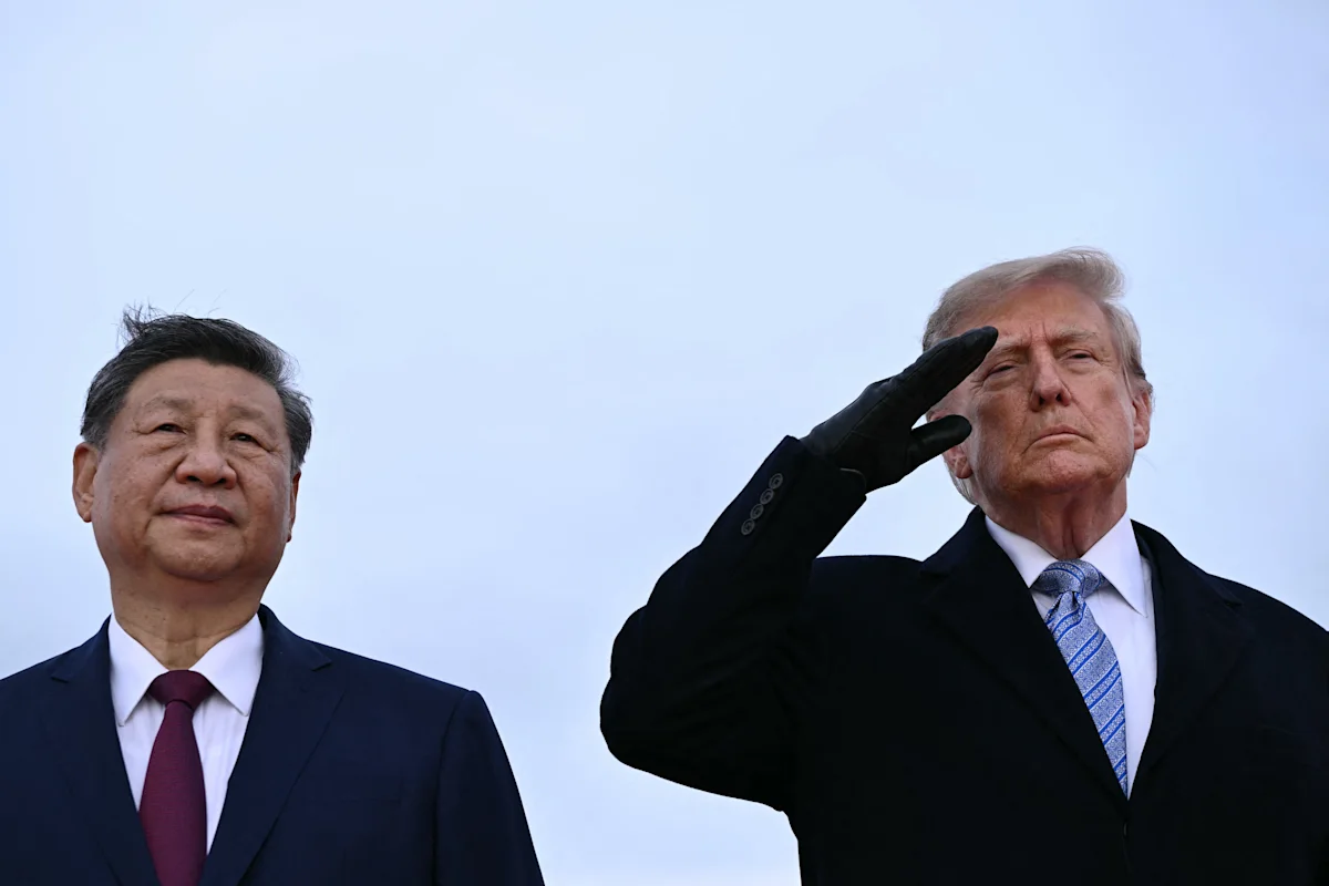 Ilustrasi kecerdasan buatan dan pertemuan bilateral Amerika Serikat dan China