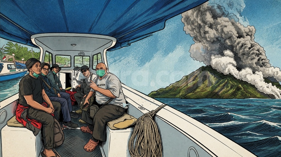 Ilustrasi pencarian korban kapal rombongan wartawan peliput Gunung Anak Krakatau di perairan