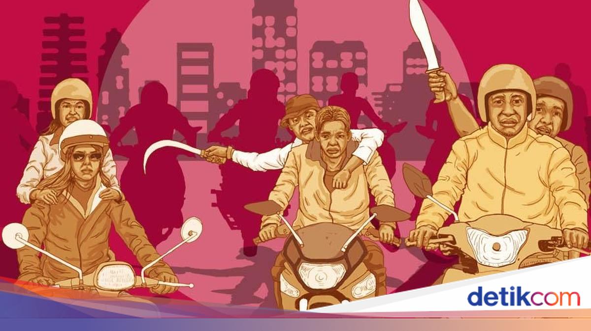 Ilustrasi penindakan geng motor bersenjata tajam oleh kepolisian di Bandung