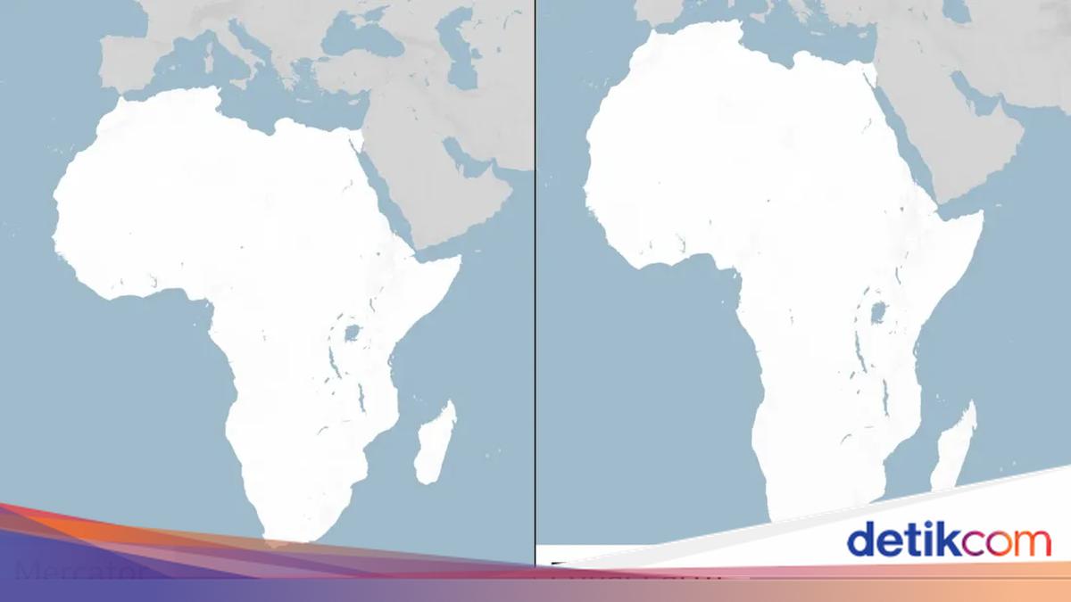 Ilustrasi peta dunia baru yang lebih akurat menggantikan proyeksi Mercator
