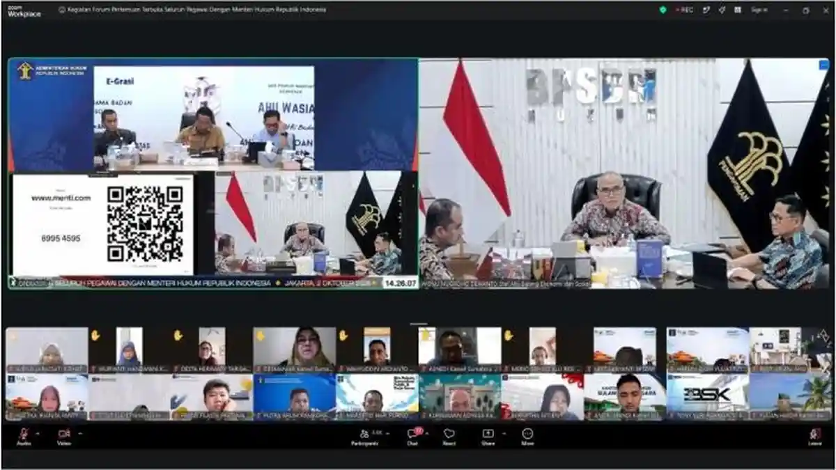Kemenkum Jabar ikuti Town Hall Meeting bersama Menteri Hukum RI secara daring