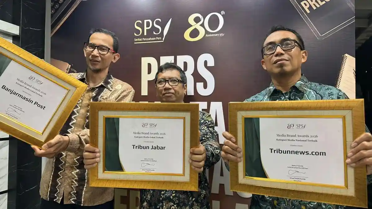 Tribun Jabar meraih penghargaan Media Brand Award 2026 dari Serikat Perusahaan Pers
